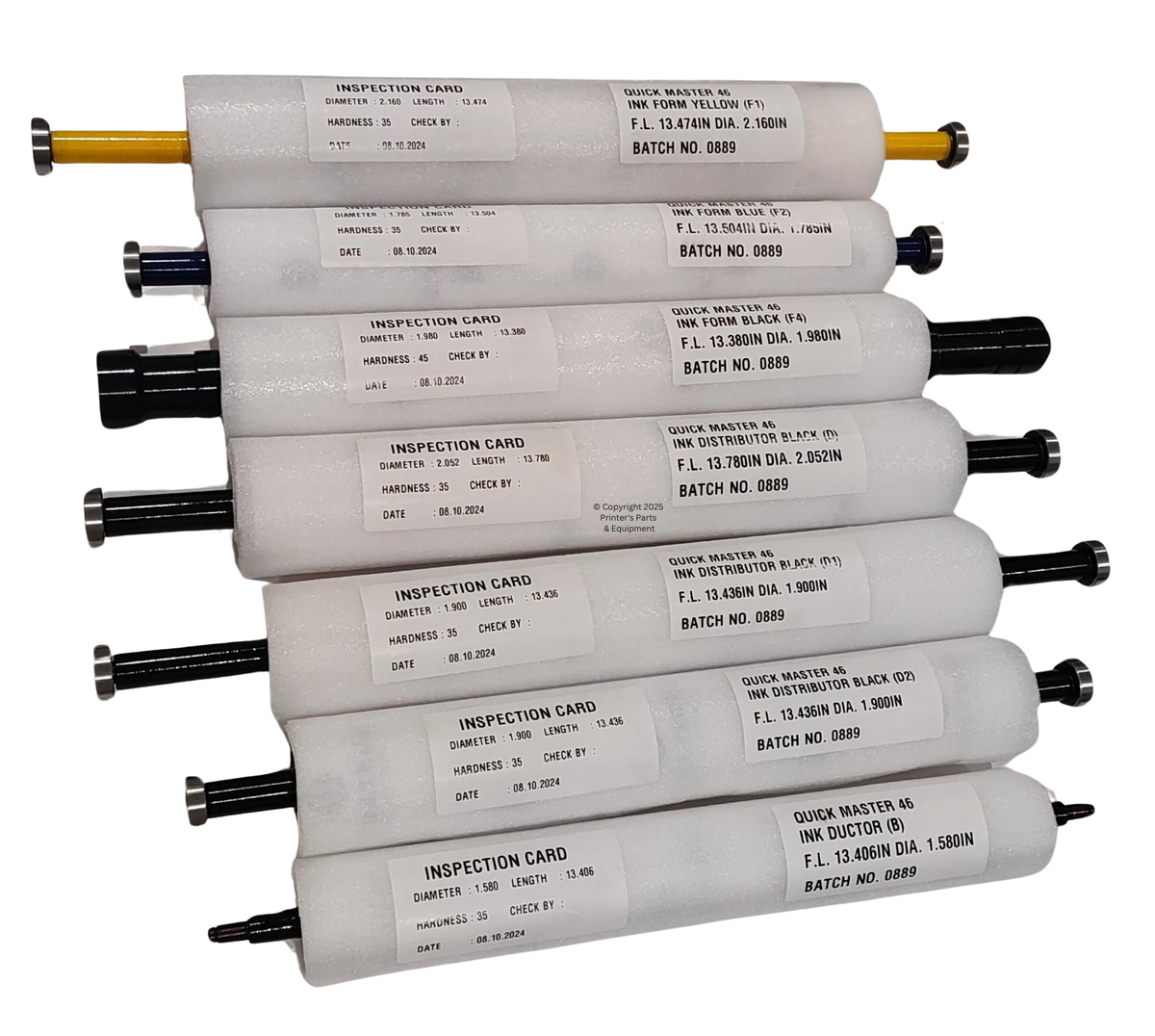Rubber Roller Heidelberg QM46 PM46 (Set of 7) 34HK1 First Unit (PPE Brand)_Printers_Parts_&_Equipment_USA