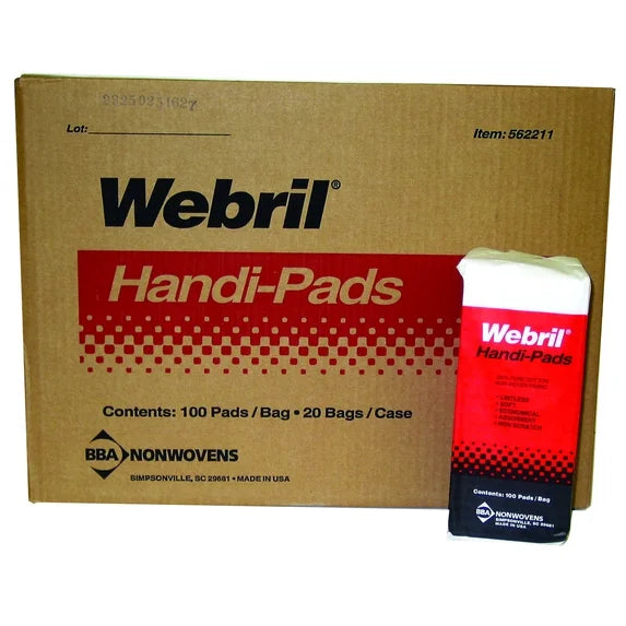 Webril 4x4 Handi Pads 4" x 4" Cotton Wipes Case of 20 Packs 2000 Wipes I 562211-C
