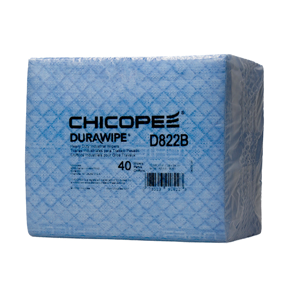 Chicopee 11.6" x 13" Blue Heavy-Duty Wipers - 40 Wipes/1/4 Fold Pack