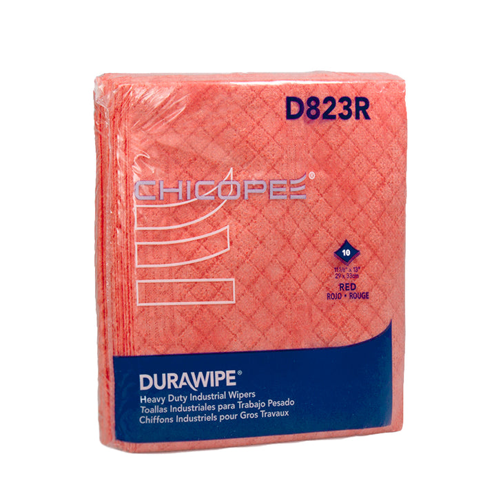 Chicopee 11.6" x 13" Red Heavy-Duty Wipers - 10 Wipes/1/4 Fold Pack