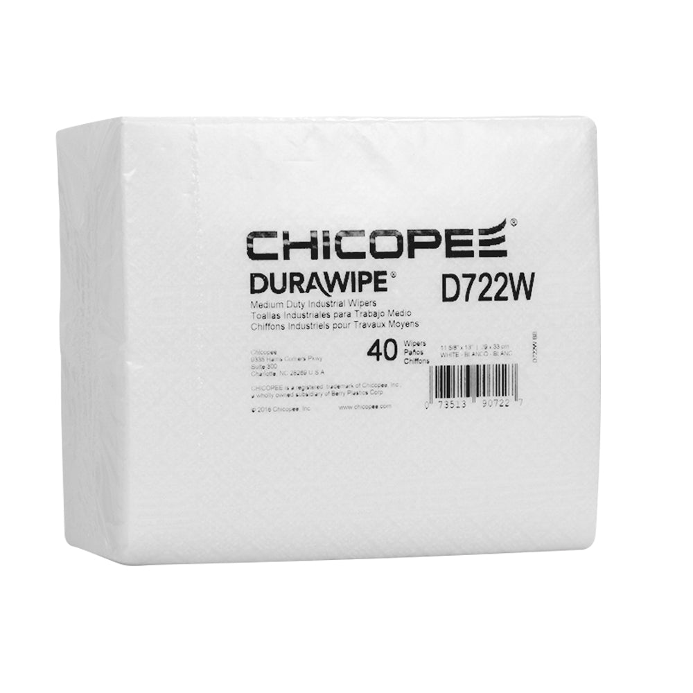 Durawipe 11.6" x 13" White Medium-Duty Wipers 80 gsm - 40 Wipes/1/4 Fold Pack