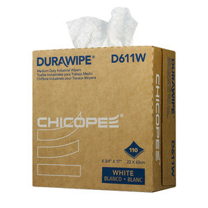 Durawipe 8.75" x 17" White Medium-Duty Wipers 60 gsm - 110 Wipes/Pop-Up Box_Printers_Parts_&_Equipment_USA