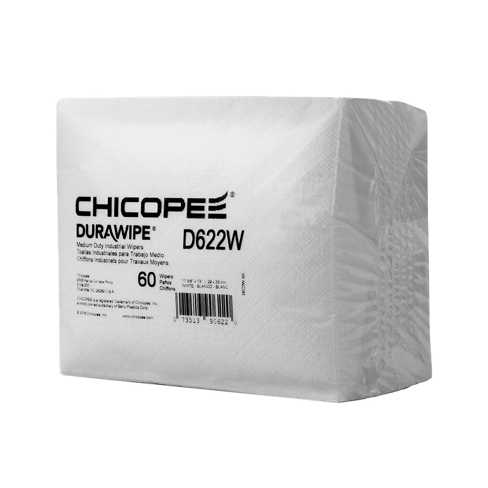 Durawipe 11.62" x 13" White Medium-Duty Wipers 60 gsm - 60 Wipes/1/4 Fold Box