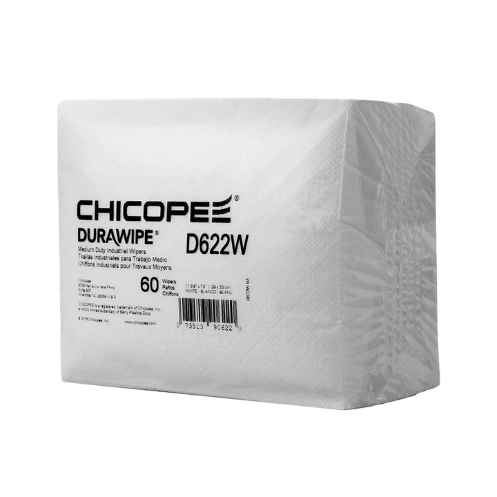 Durawipe 11.62" x 13" White Medium-Duty Wipers 60 gsm - 60 Wipes/1/4 Fold Box