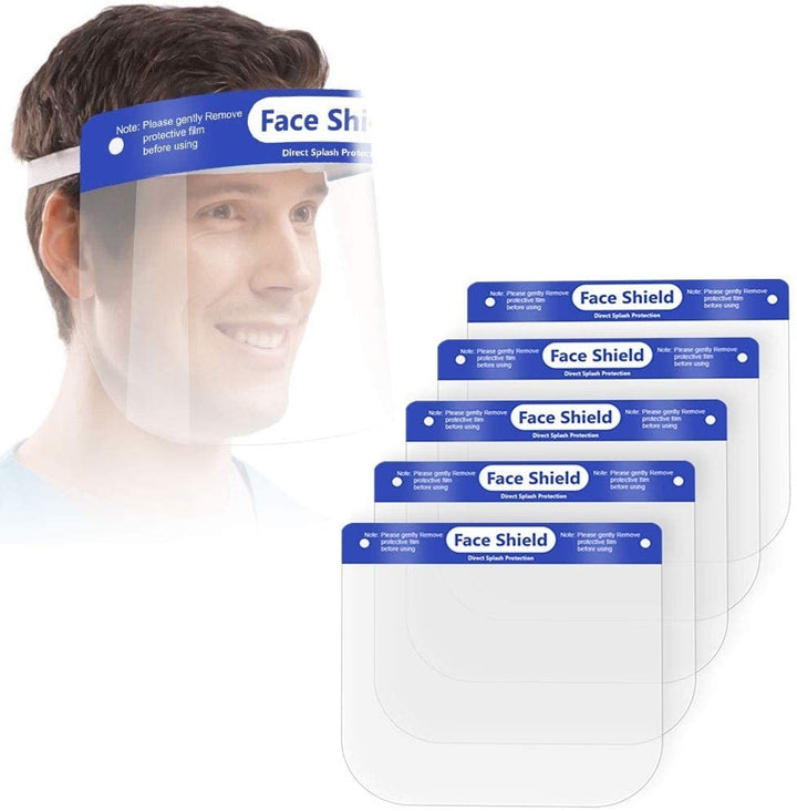 Safety Full Face Shield Clear Protector Work Medical Dental, Standard Size 5 pcs