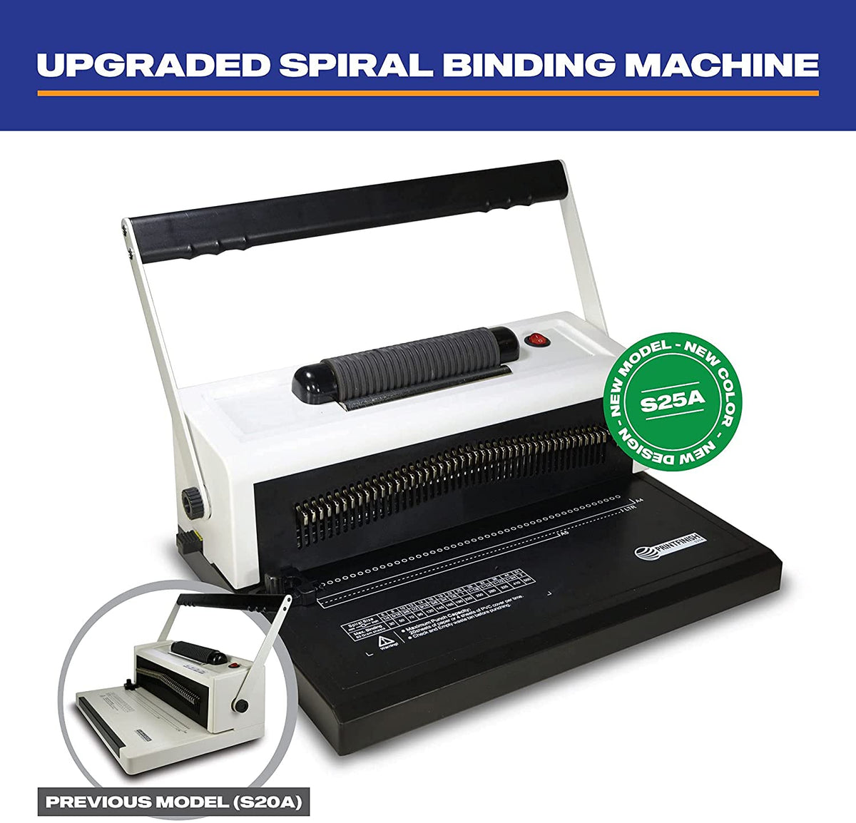 S25A Coilbind Coil Punch & Binding Machine Free Crimper & 8mm Plastic COILS Box of 100pcs