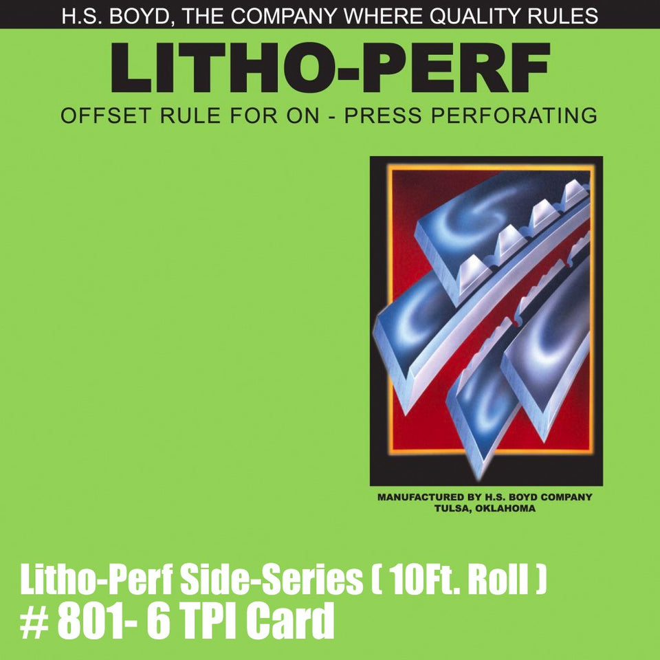 HS Boyd #801 Litho Perf 10 foot Roll 6 Tooth Card Side Series Rules
