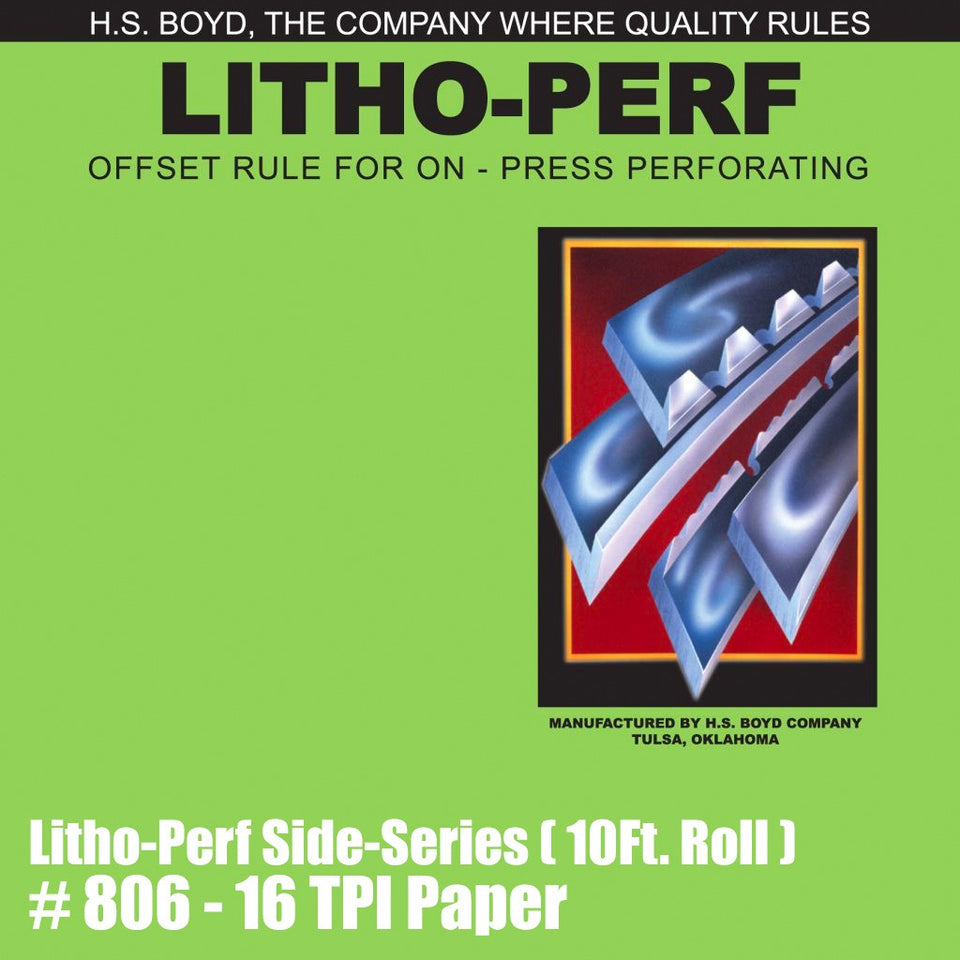 HS Boyd #806 Litho Perf 10 foot Roll 16 Tooth Paper Side Series Rules