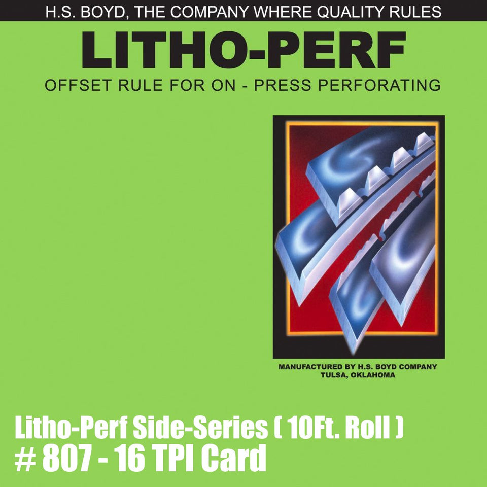 HS Boyd #807 Litho Perf 10 foot Roll 16 Tooth Card Side Series Rules