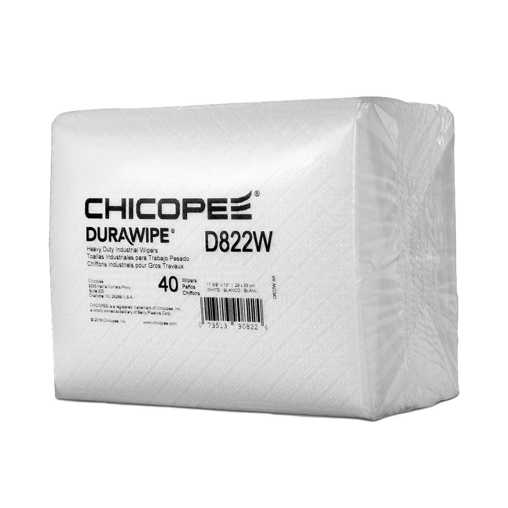Chicopee 11.6" x 13" White Heavy-Duty Wipers - 40 Wipes/Pop-Up Box