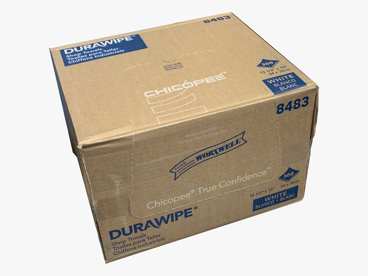 Durawipe Shop Towel White (13.5" x 15") 300 Wipes per Case (Flat) 8483
