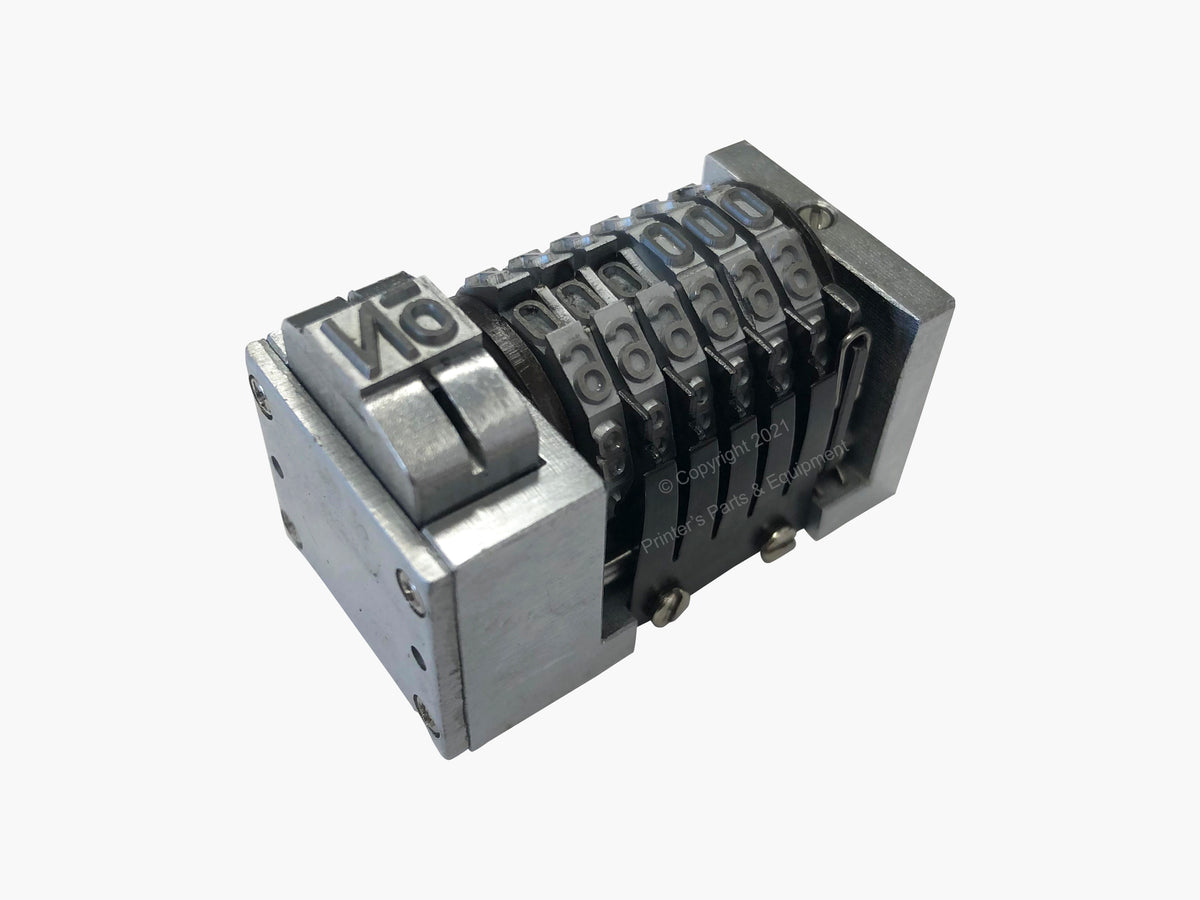 Numbering Machine 5/32" 6 Digits Forward Gothic (Steel) with 3 Drop Zeros Letterpress Windmill_Printers_Parts_&_Equipment_USA