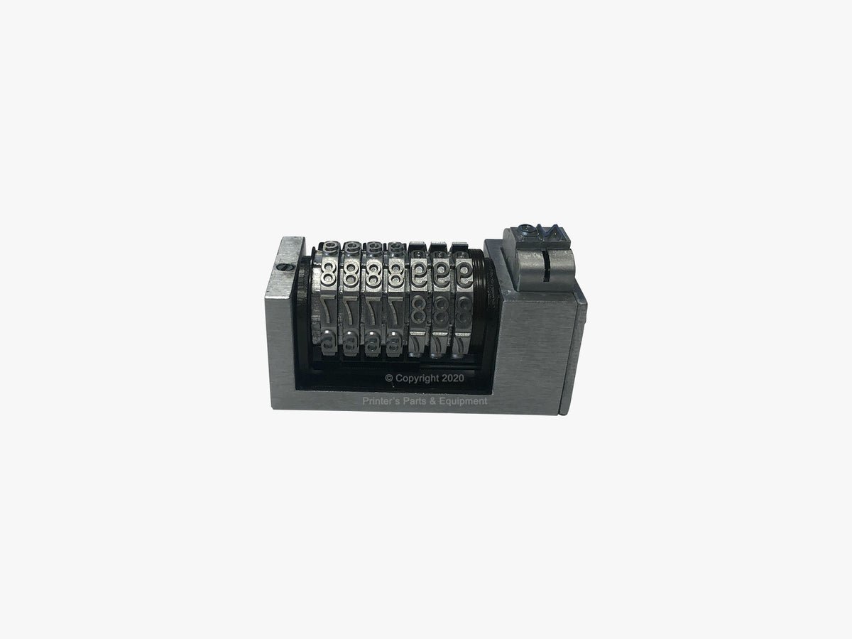 Numbering Machine 5/32" 7 Digits Backward Gothic (Steel) with 3 Drop Zeros_Printers_Parts_&_Equipment_USA