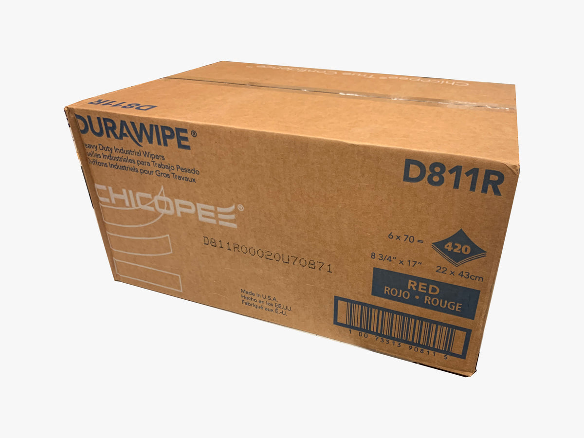 Durawipe 8.75" x 17" Red Heavy Duty Wipers - 420 Wipes/Pop-Up Box D811R
