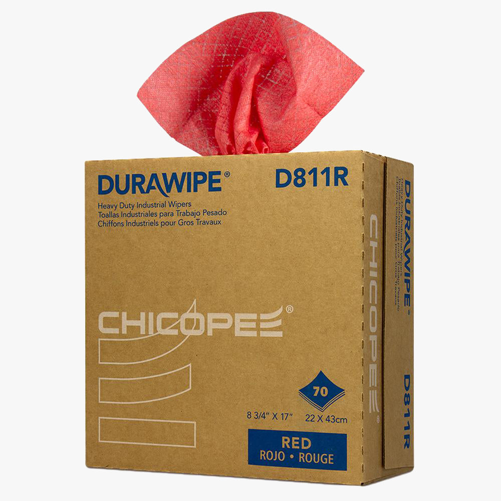 Durawipe 8.75" x 17" Red Heavy Duty Wipers - 420 Wipes/Pop-Up Box D811R