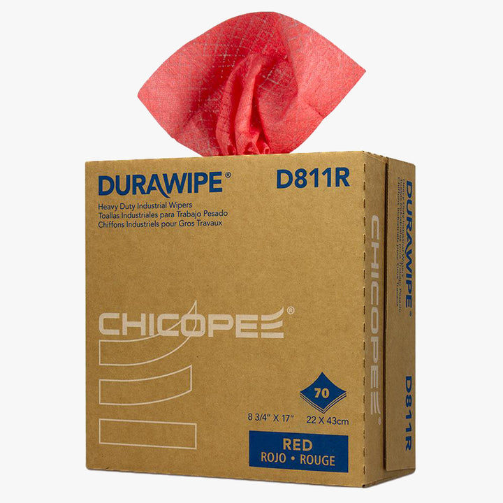 Durawipe 8.75" x 17" Red Heavy Duty Wipers - 420 Wipes/Pop-Up Box D811R