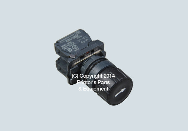 Heidelberg Black Push Button with Arrow Indicator_Printers_Parts_&_Equipment_USA