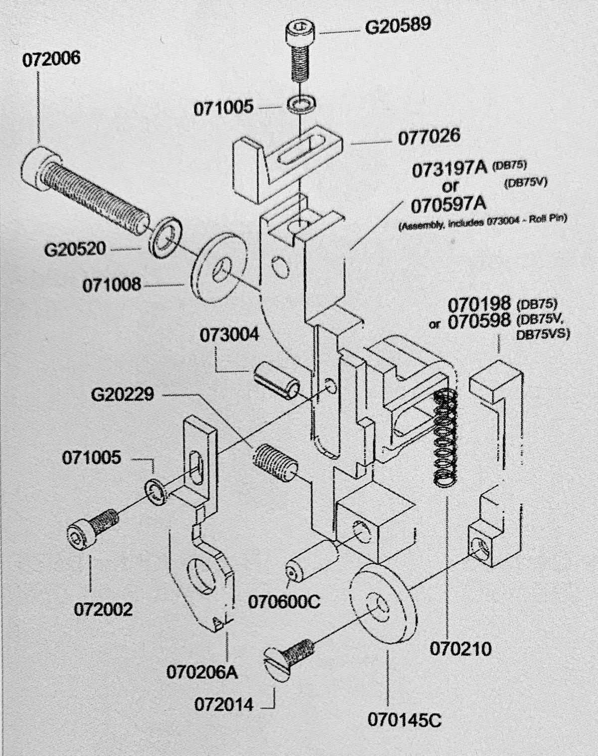 Cutter Operating Slide for DB75 Stitcher 070198