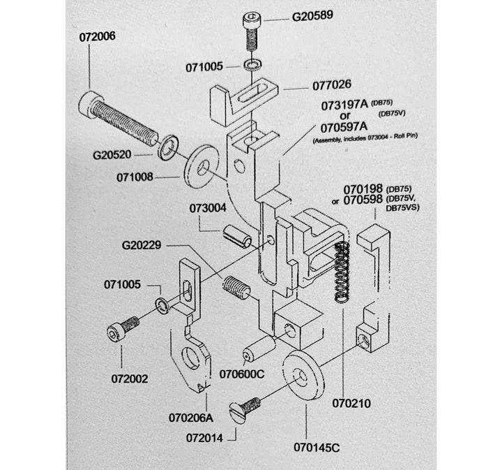 Cutter Operating Slide for DB75 Stitcher 070198