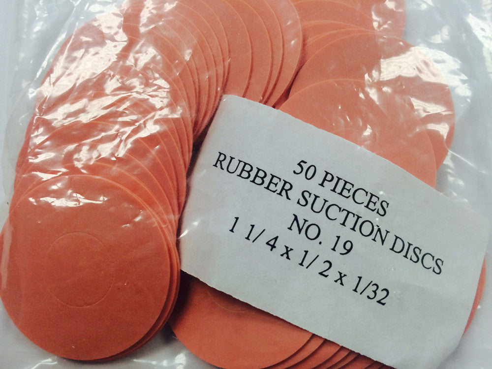 Rubber Suction Disc Flat Disc no.19 1 1/4 x 1/2 x 1/32 (Qty 50)