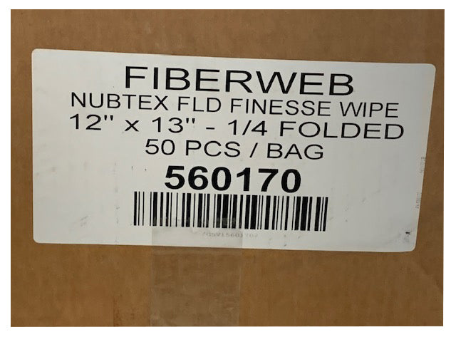 Nubtex Finesse Wipe Folded 1/4" (12 x13 Wipes ) (50 Wipes per bag) (20 per case) 1000 Wipes 560170