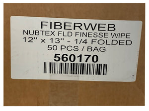 Nubtex Finesse Wipe Folded 1/4" (12 x13 Wipes ) (50 Wipes per bag) (20 per case) 1000 Wipes 560170_Printers_Parts_&_Equipment_USA