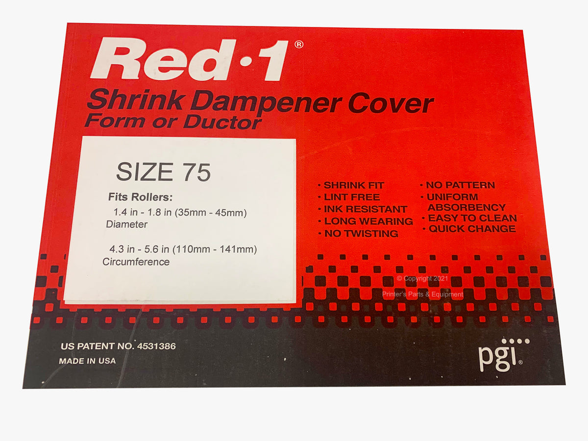 Red 1 Roller Form / Ductor Dampener Cover Roll Size 75 (1.4" to 1.8") (10.9 yards)
