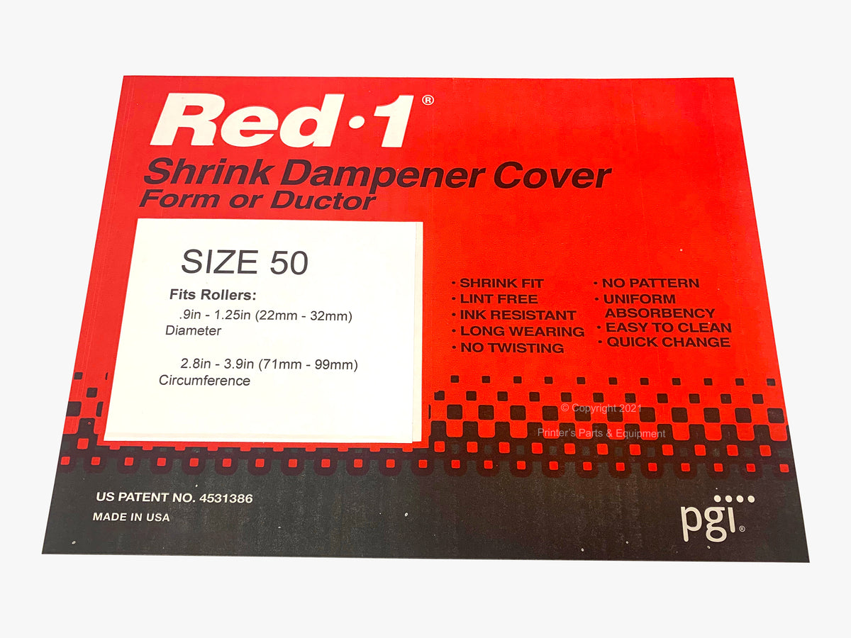 Red 1 Roller Form / Ductor Dampener Cover Roll Size 50 (0.9" to 1.25") (10.9 yards)